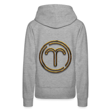 Load image into Gallery viewer, Aries 3D Gold Women’s Premium Hoodie - heather grey