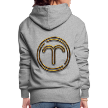 Load image into Gallery viewer, Aries 3D Gold Women’s Premium Hoodie - heather grey