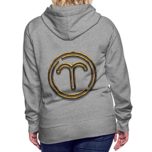 Load image into Gallery viewer, Aries 3D Gold Women’s Premium Hoodie - heather grey