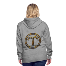 Load image into Gallery viewer, Aries 3D Gold Women’s Premium Hoodie - heather grey