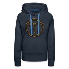 Load image into Gallery viewer, Aries 3D Gold Women’s Premium Hoodie - navy