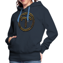 Load image into Gallery viewer, Aries 3D Gold Women’s Premium Hoodie - navy