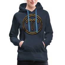 Load image into Gallery viewer, Aries 3D Gold Women’s Premium Hoodie - navy