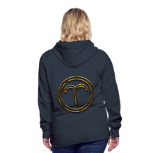 Load image into Gallery viewer, Aries 3D Gold Women’s Premium Hoodie - navy