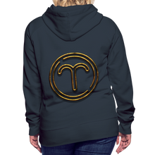 Load image into Gallery viewer, Aries 3D Gold Women’s Premium Hoodie - navy