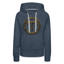 Load image into Gallery viewer, Aries 3D Gold Women’s Premium Hoodie - heather denim