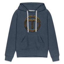 Load image into Gallery viewer, Aries 3D Gold Women’s Premium Hoodie - heather denim