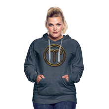 Load image into Gallery viewer, Aries 3D Gold Women’s Premium Hoodie - heather denim