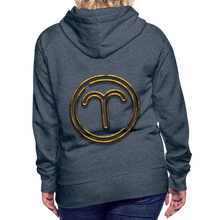 Load image into Gallery viewer, Aries 3D Gold Women’s Premium Hoodie - heather denim