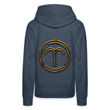 Load image into Gallery viewer, Aries 3D Gold Women’s Premium Hoodie - heather denim