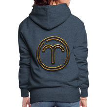 Load image into Gallery viewer, Aries 3D Gold Women’s Premium Hoodie - heather denim