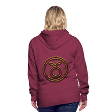 Load image into Gallery viewer, Taurus 3D Gold Women’s Premium Hoodie - burgundy