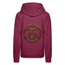 Load image into Gallery viewer, Taurus 3D Gold Women’s Premium Hoodie - burgundy