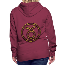 Load image into Gallery viewer, Taurus 3D Gold Women’s Premium Hoodie - burgundy