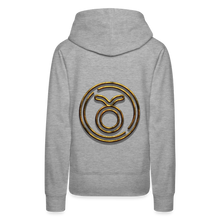 Load image into Gallery viewer, Taurus 3D Gold Women’s Premium Hoodie - heather grey