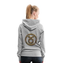 Load image into Gallery viewer, Taurus 3D Gold Women’s Premium Hoodie - heather grey