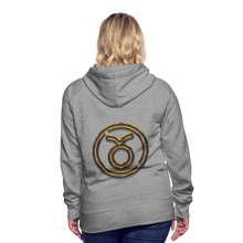 Load image into Gallery viewer, Taurus 3D Gold Women’s Premium Hoodie - heather grey