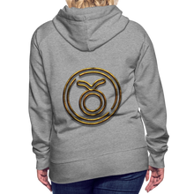 Load image into Gallery viewer, Taurus 3D Gold Women’s Premium Hoodie - heather grey