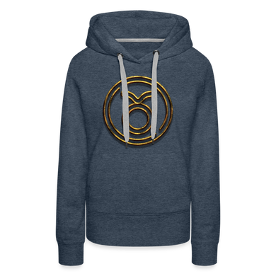 Taurus 3D Gold Women’s Premium Hoodie - heather denim