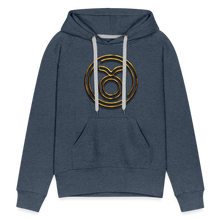 Load image into Gallery viewer, Taurus 3D Gold Women’s Premium Hoodie - heather denim