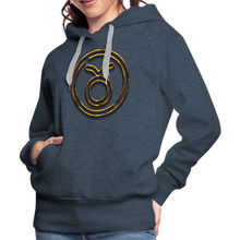 Load image into Gallery viewer, Taurus 3D Gold Women’s Premium Hoodie - heather denim