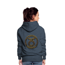 Load image into Gallery viewer, Taurus 3D Gold Women’s Premium Hoodie - heather denim