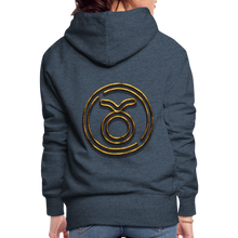 Load image into Gallery viewer, Taurus 3D Gold Women’s Premium Hoodie - heather denim