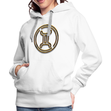 Load image into Gallery viewer, Gemini 3D Gold Women’s Premium Hoodie - white