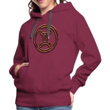 Load image into Gallery viewer, Gemini 3D Gold Women’s Premium Hoodie - burgundy
