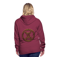 Load image into Gallery viewer, Gemini 3D Gold Women’s Premium Hoodie - burgundy