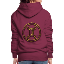 Load image into Gallery viewer, Gemini 3D Gold Women’s Premium Hoodie - burgundy