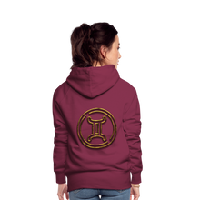 Load image into Gallery viewer, Gemini 3D Gold Women’s Premium Hoodie - burgundy