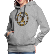 Load image into Gallery viewer, Gemini 3D Gold Women’s Premium Hoodie - heather grey