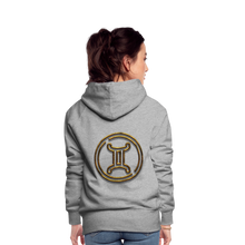 Load image into Gallery viewer, Gemini 3D Gold Women’s Premium Hoodie - heather grey
