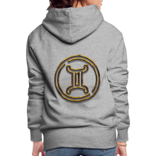 Load image into Gallery viewer, Gemini 3D Gold Women’s Premium Hoodie - heather grey