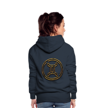 Load image into Gallery viewer, Gemini 3D Gold Women’s Premium Hoodie - navy