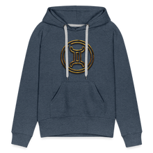Load image into Gallery viewer, Gemini 3D Gold Women’s Premium Hoodie - heather denim