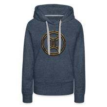 Load image into Gallery viewer, Gemini 3D Gold Women’s Premium Hoodie - heather denim