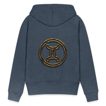 Load image into Gallery viewer, Gemini 3D Gold Women’s Premium Hoodie - heather denim