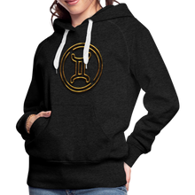 Load image into Gallery viewer, Gemini 3D Gold Women’s Premium Hoodie - charcoal grey