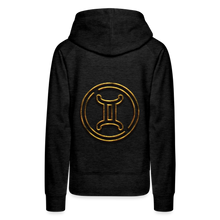 Load image into Gallery viewer, Gemini 3D Gold Women’s Premium Hoodie - charcoal grey