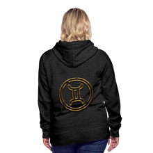 Load image into Gallery viewer, Gemini 3D Gold Women’s Premium Hoodie - charcoal grey