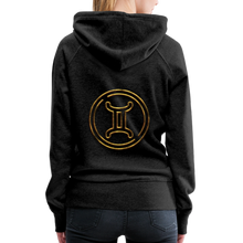 Load image into Gallery viewer, Gemini 3D Gold Women’s Premium Hoodie - charcoal grey
