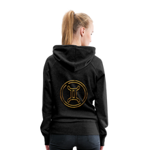 Load image into Gallery viewer, Gemini 3D Gold Women’s Premium Hoodie - charcoal grey