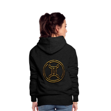 Load image into Gallery viewer, Gemini 3D Gold Women’s Premium Hoodie - charcoal grey