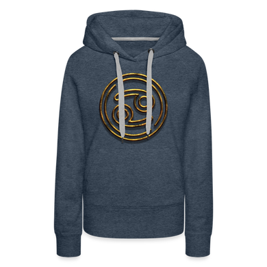 Cancer 3D Gold Women’s Premium Hoodie - heather denim