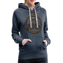 Load image into Gallery viewer, Leo 3D Gold Women’s Premium Hoodie - heather denim