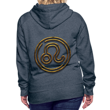 Load image into Gallery viewer, Leo 3D Gold Women’s Premium Hoodie - heather denim