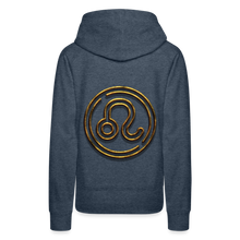Load image into Gallery viewer, Leo 3D Gold Women’s Premium Hoodie - heather denim