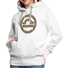 Load image into Gallery viewer, Libra 3D Gold Women’s Premium Hoodie - white
